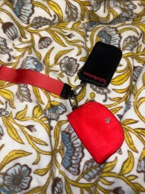 lululemon athletica Red Coin Pouch and Black Card Holder with Strap
